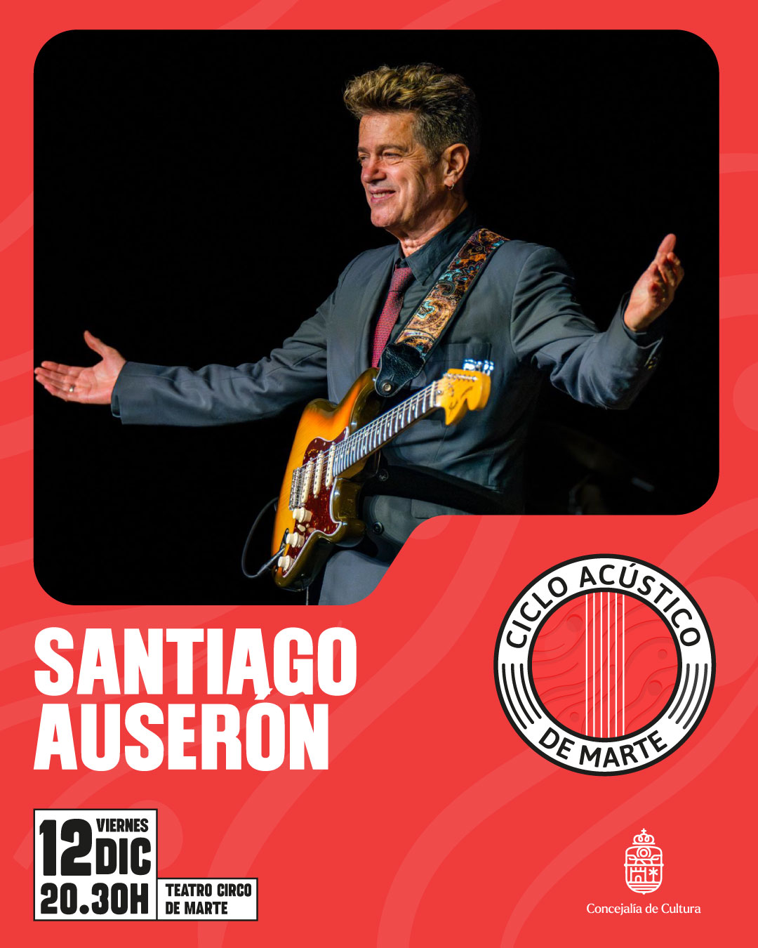 Santiago Auserón protagoniza el segundo concierto del Ciclo Acústico de Marte este viernes en el Teatro Circo de Marte