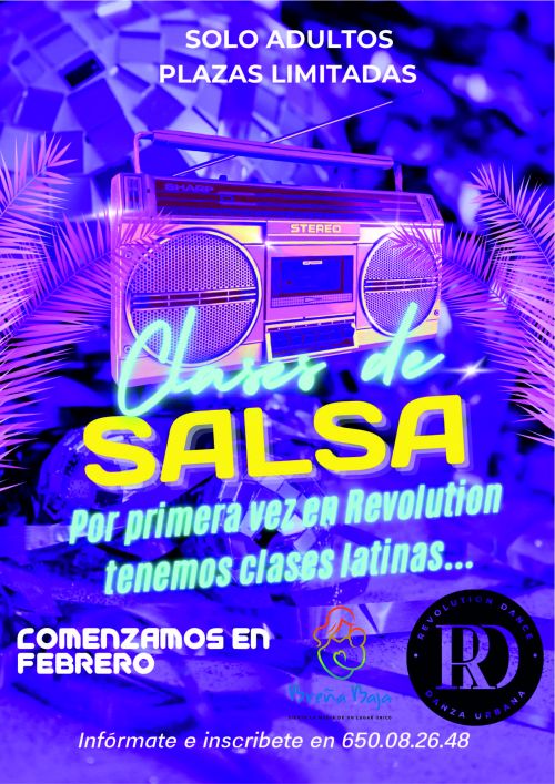 A partir del mes de febrero comienzan las clases de Salsa para adultos en Revolution Dance en Breña Baja