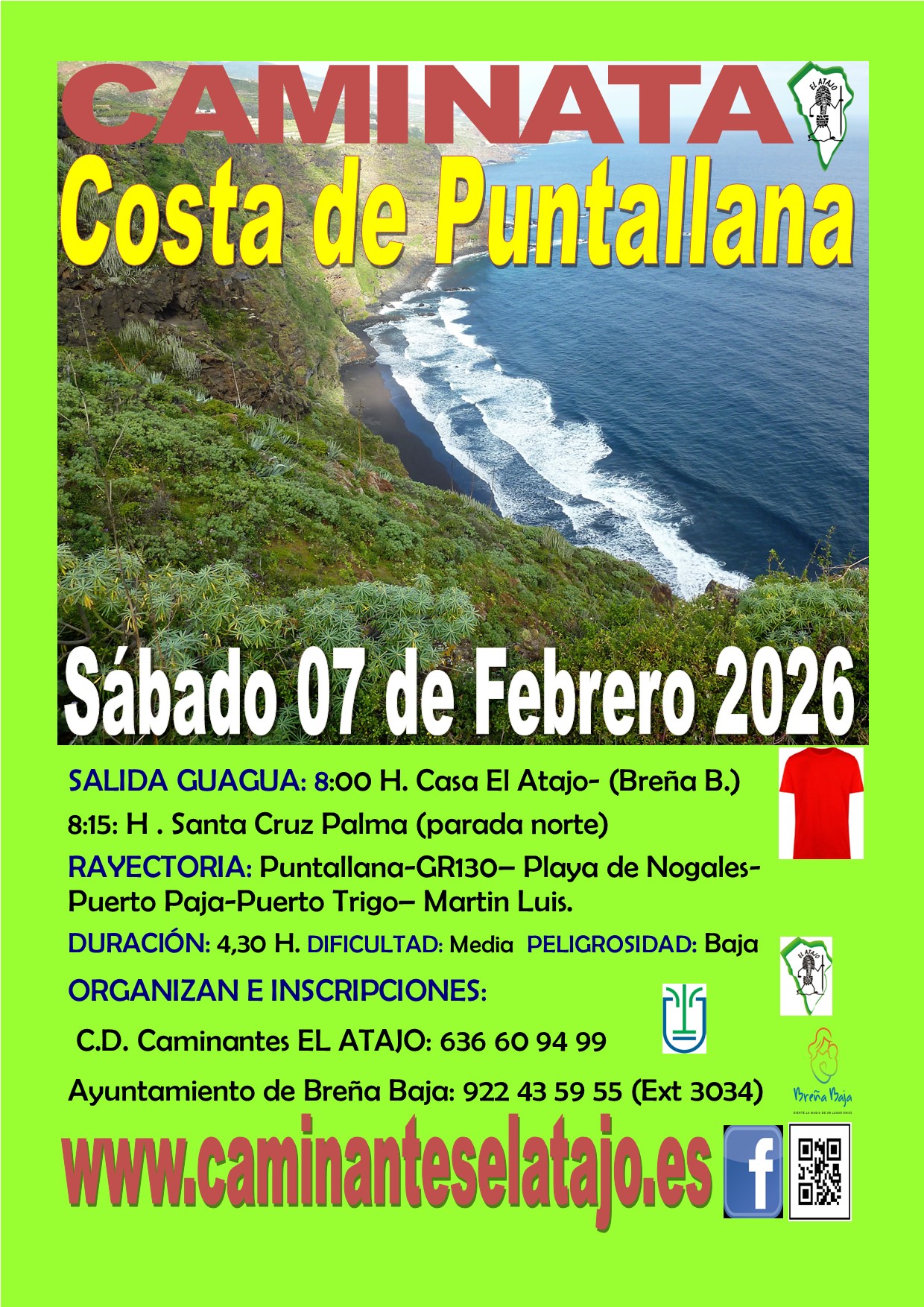 "El Atajo" y Breña Baja organizan la caminata nº 974 "Costa de Puntallana"