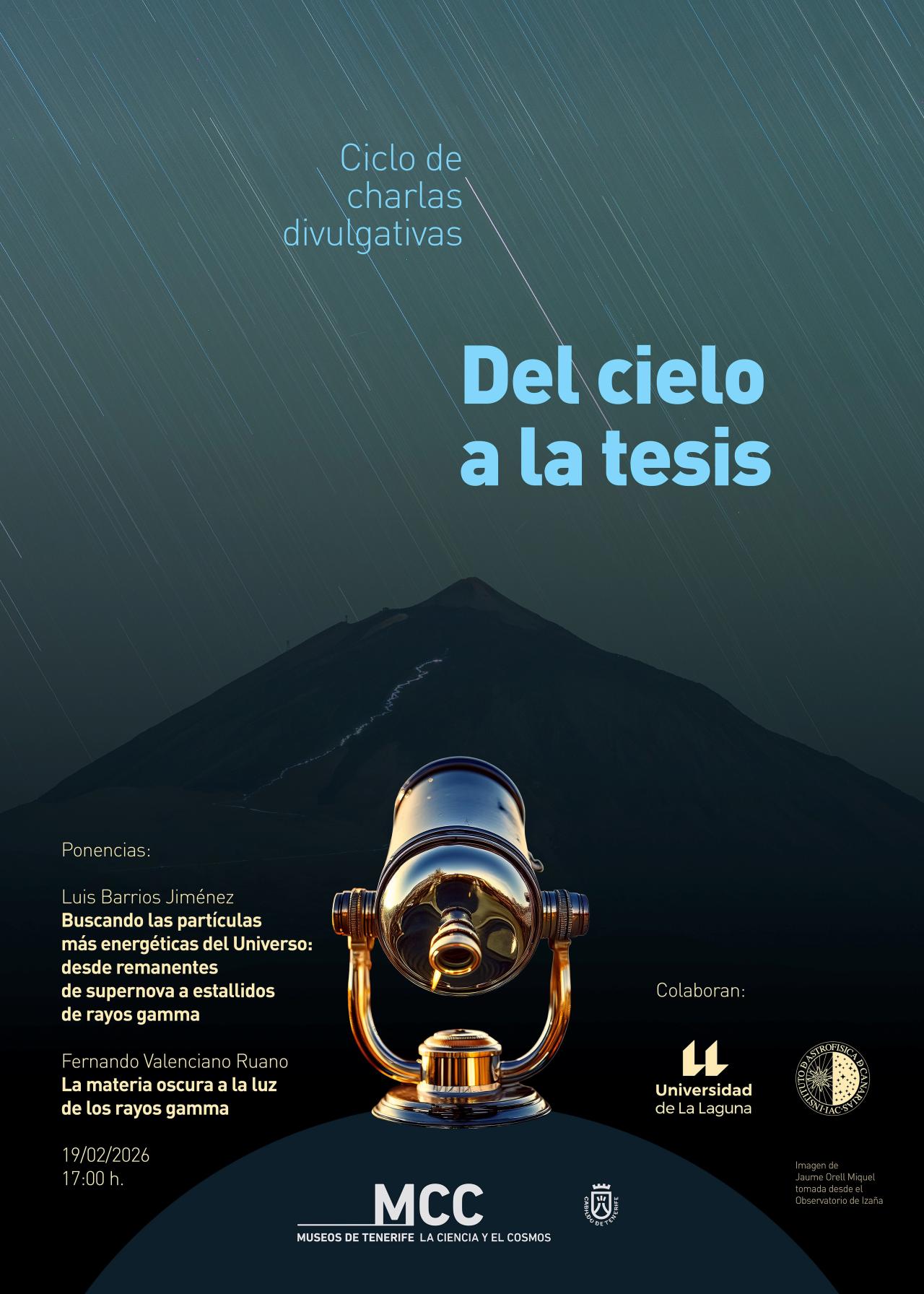 Los rayos gamma y la materia oscura protagonizan la próxima sesión de “Del Cielo a la Tesis” el jueves 19 en el MCC