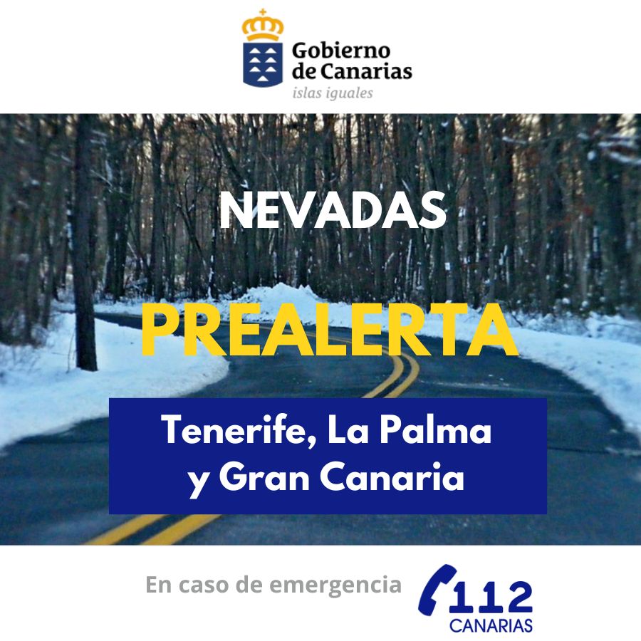 El Gobierno de Canarias declara la prealerta por nevadas en Tenerife, La Palma y Gran Canaria