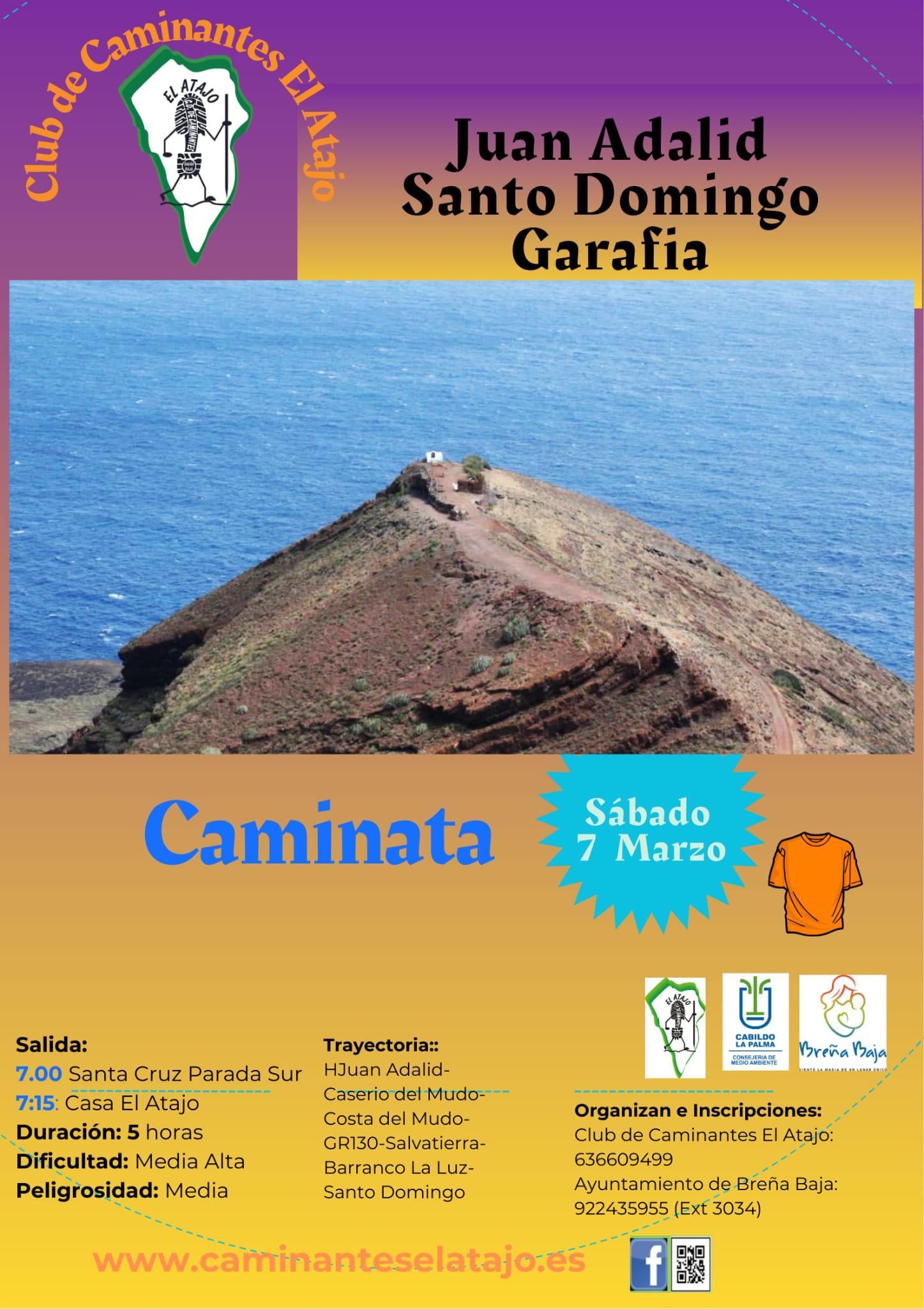 "El Atajo" y el Ayuntamiento de Breña Baja organizan la caminata nº 978: "Juan Adalid - Santo Domingo"