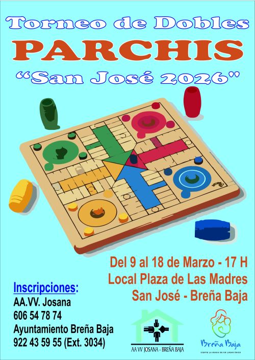 Del 9 al 18 de marzo se celebra el Torneo de Dobles de Parchis “San José 2026”