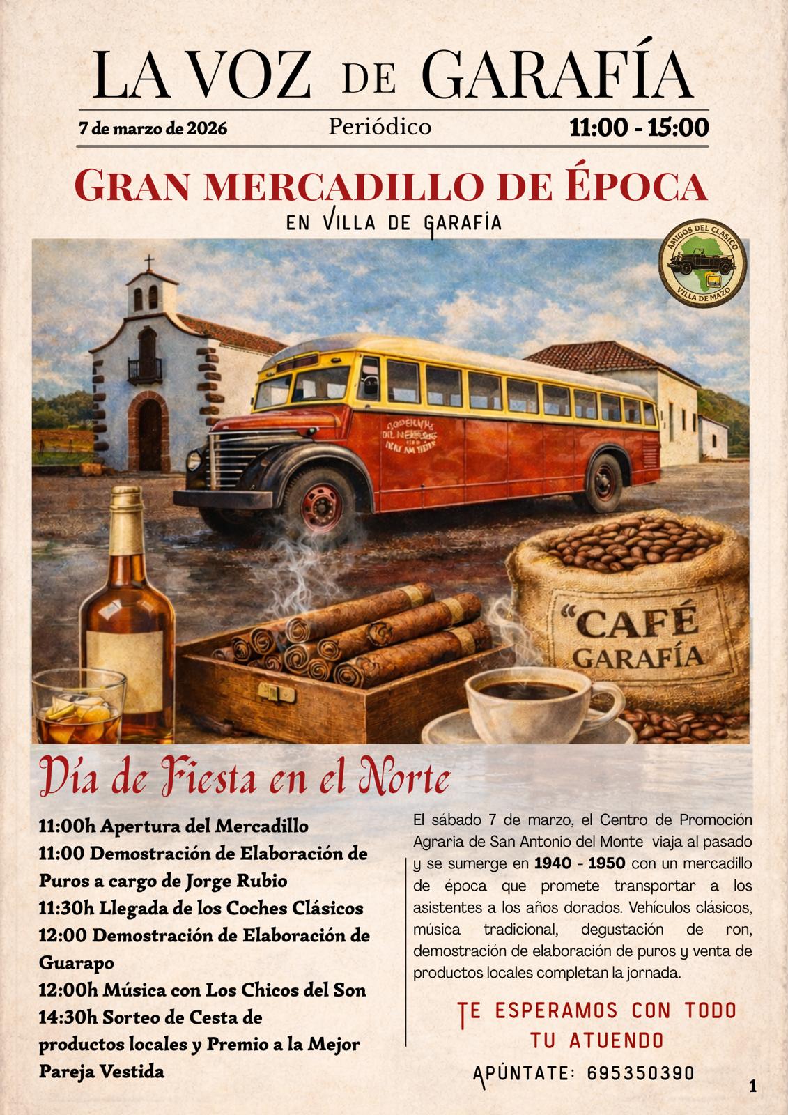 El Mercadillo Villa de Garafía viaja a los años 40 y 50 este sábado