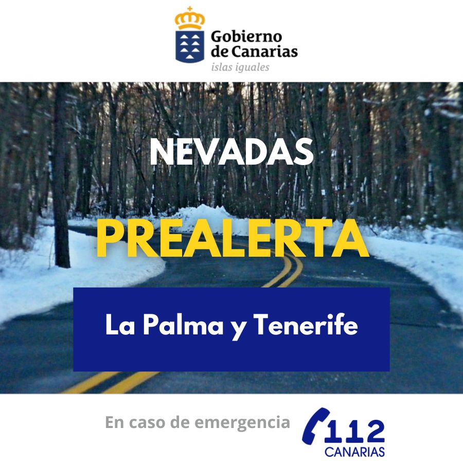 El Gobierno de Canarias declara la prealerta por nevadas en La Palma y Tenerife