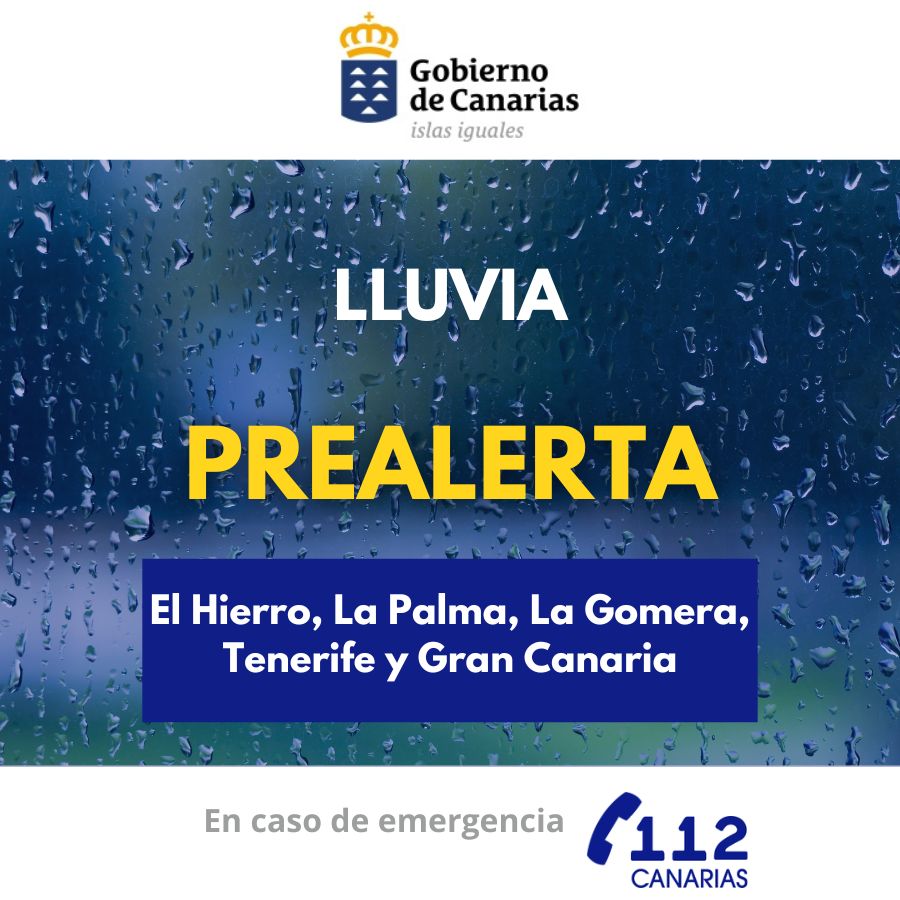 El Gobierno de Canarias actualiza la situación a prealerta por lluvia en islas occidentales y Gran Canaria