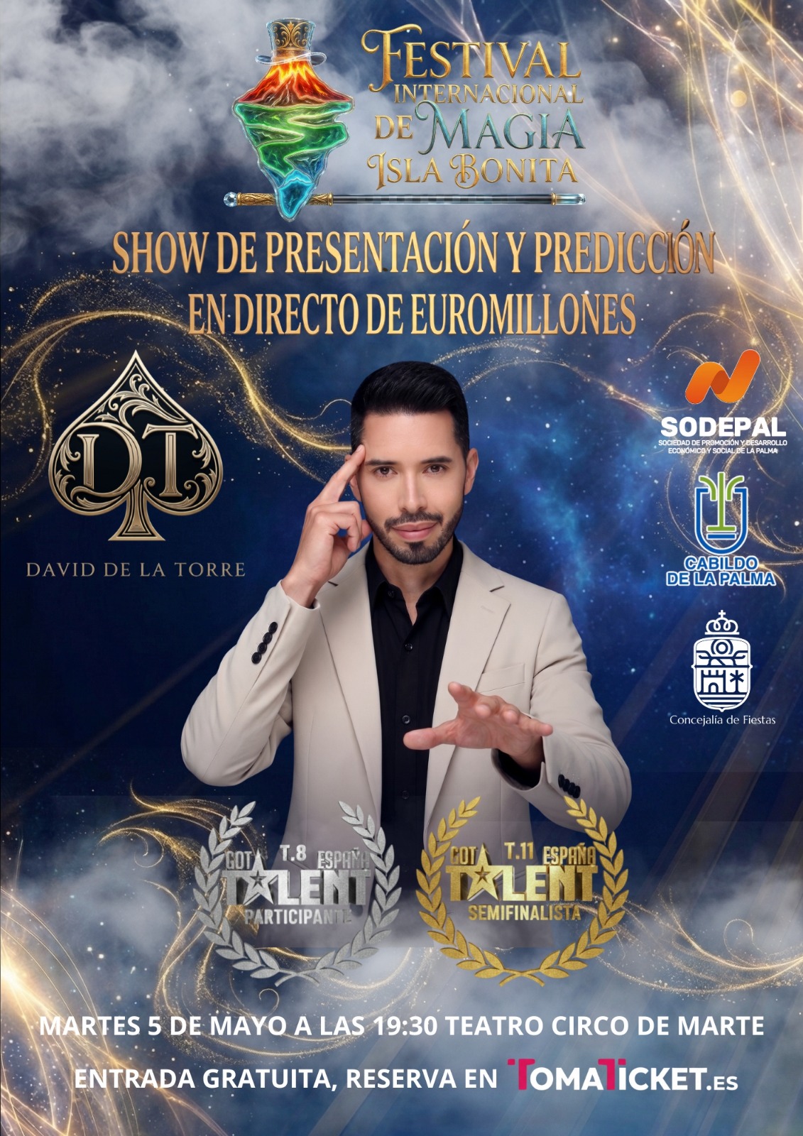 El ilusionista palmero David de la Torre protagoniza la presentación del Festival Internacional de Magia Isla Bonita en el Teatro Circo de Marte