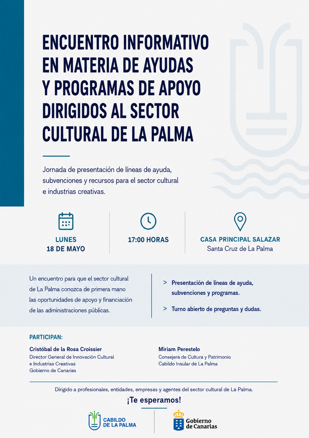 El Cabildo La Palma y el Gobierno de Canarias celebran una jornada para informar al sector cultural sobre ayudas y subvenciones