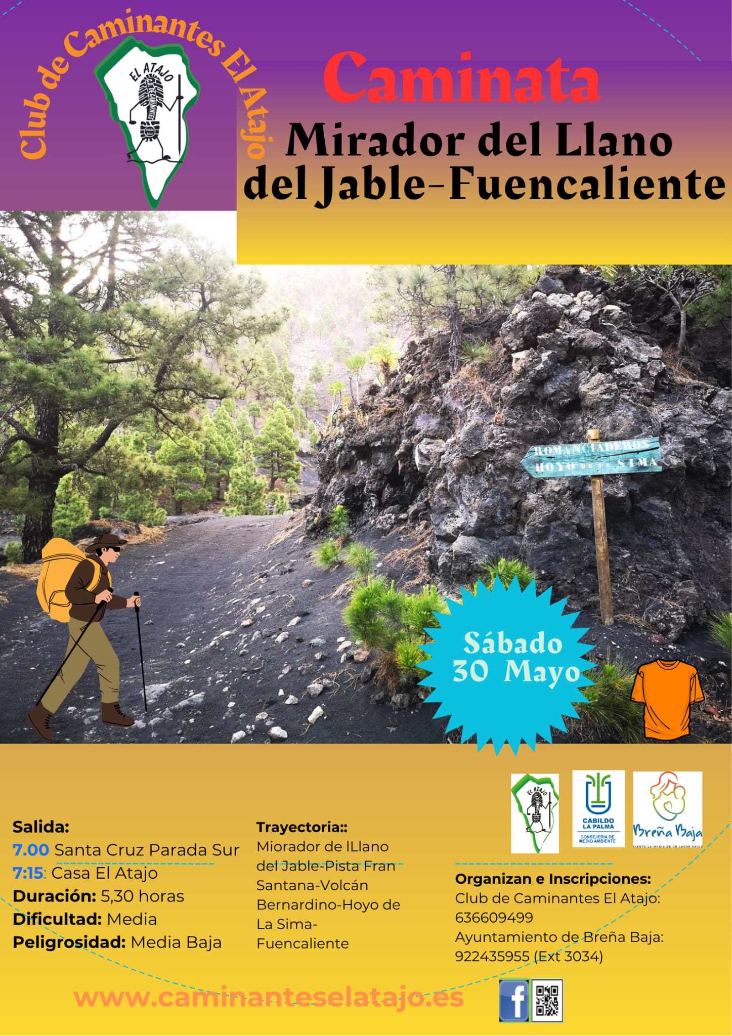 "El Atajo" y el Ayuntamiento de Breña Baja organizan la caminata nº 990: "Mirador del Llano del Jable - Los Canarios (Fuencaliente)"